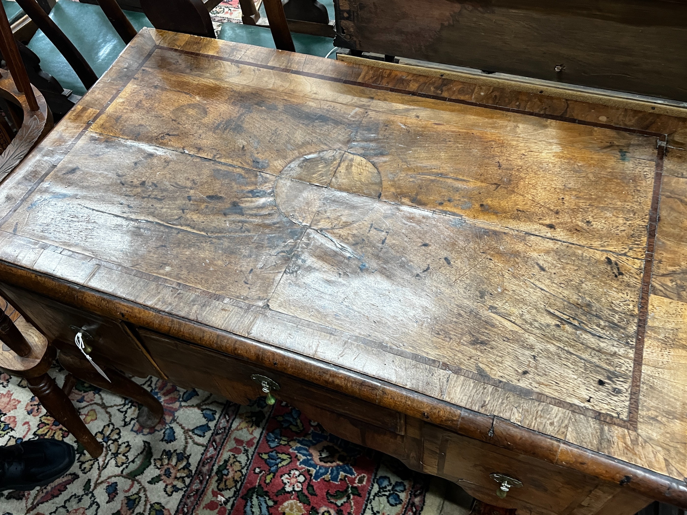 An 18th century and later banded walnut lowboy, width 98cm, depth 54cm, height 79cm